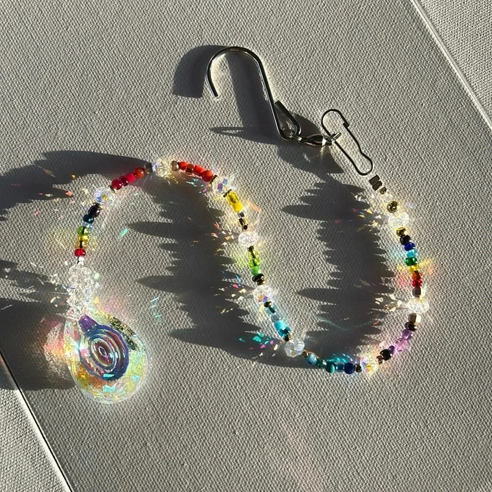 ✨ Handmade rainbow crystal suncatcher w crystal prism 🌈🌞 Window or Car decor - Picture 6 of 9
